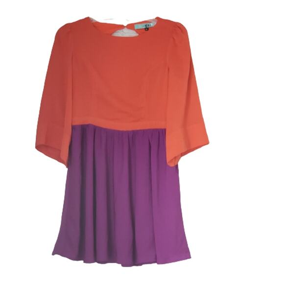 2 For $5 Sale Karlie Open Back Orange & Purple Dress  Size M - Picture 2 of 10